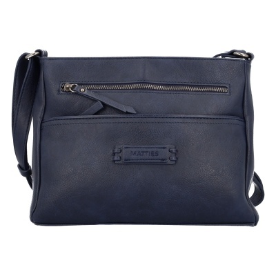 Mala tiracolo azul escura marca Matties com bolso e fecho