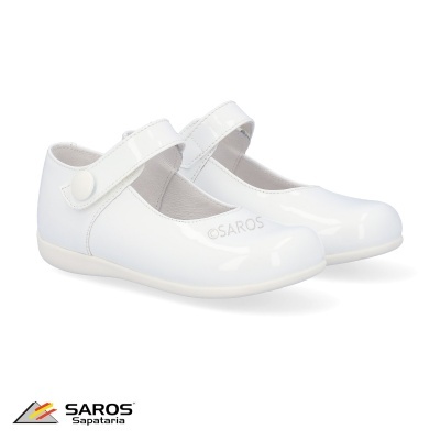Sapatos infantis Mary Jane brancos com velcro