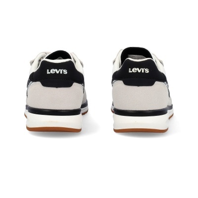 Ténis Levi's cinza com detalhes pretos vistos de trás