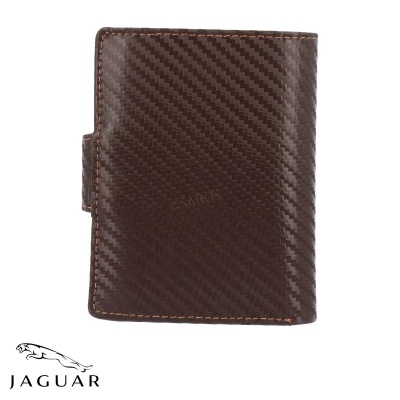 Carteira masculina castanha de couro com padrão texturizado e fecho lateral