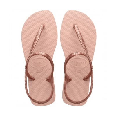 Chinelos rosa claro Havaianas com tiras finas no tornozelo
