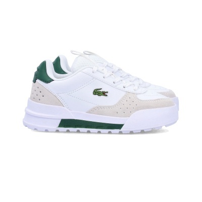 Ténis Lacoste branco com detalhes verdes e bege