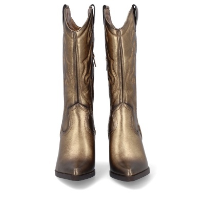 Botas altas douradas para senhora em fundo branco