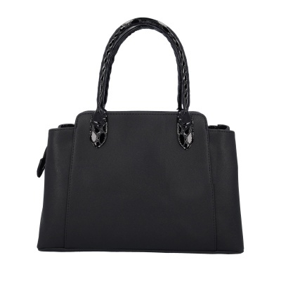 Mala de senhora preta com alças em padrão pele de crocodilo