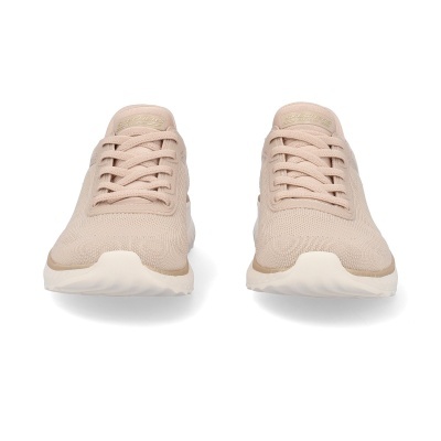 Sapatilhas Skechers BOBS bege claro de tecido malha com atacadores e sola branca