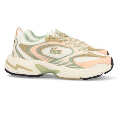 Sapatilhas de desporto creme, verde e salmão com logo de crocodilo