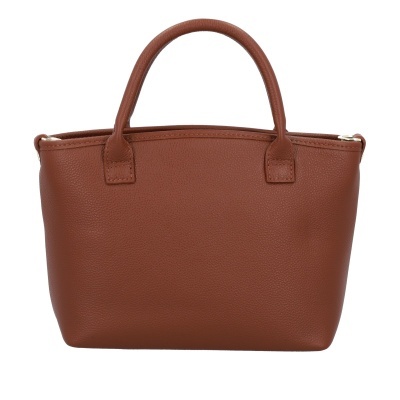 Bolsa castanha de mão granulado com duas pegas