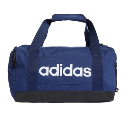 Mala desporto azul e preta com logótipo adidas branco