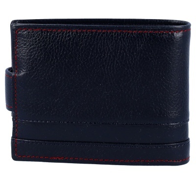 Carteira de pele preta com costura vermelha