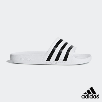 Chinelo desportivo Adidas branco com riscas pretas