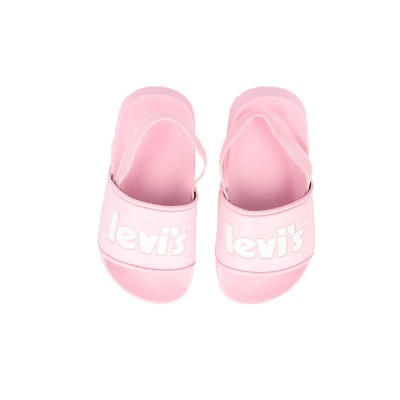 Chinelos cor de rosa Levi's com alças traseiras e logotipo branco