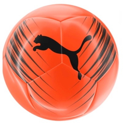 Bola de futebol laranja Puma com riscas pretas