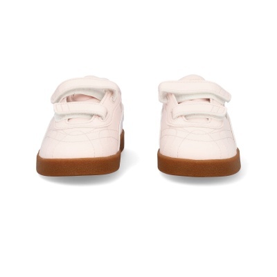 Sapatilhas infantis cor-de-rosa claro com velcro e sola castanha