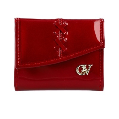 Carteira vermelha de verniz com logótipo metálico CV