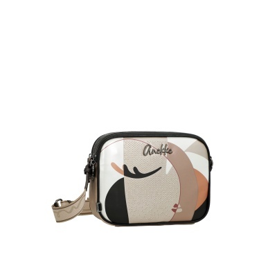 Mala tiracolo retangular com estampado artístico em várias cores