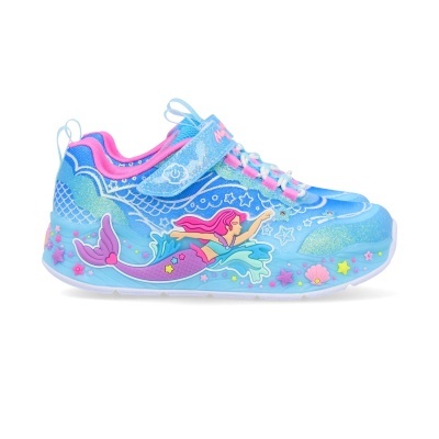 Sapatilha infantil azul com sereia e fecho velcro