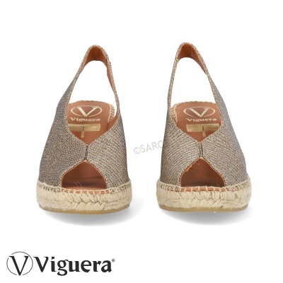 Sandálias castanhas com salto plataforma de corda da marca Viguera