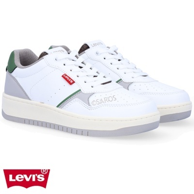 Sapatilhas Levi's brancas com detalhes verdes e cinza