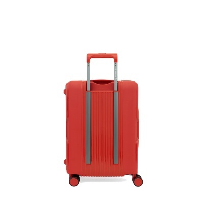 Mala de viagem rígida vermelha com rodas e pega telescópica