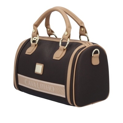Mala de mão castanha e bege da marca CAVALINHO