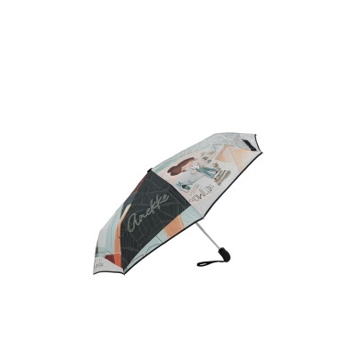 Guarda-chuva dobrável com estampa colorida e texto visível