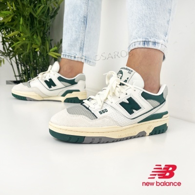 Ténis New Balance 550 brancos e verdes