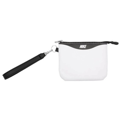 Bolsa pequena branca com acabamento preto e logo NIKE