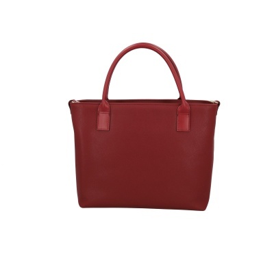 Mala de senhora vermelha em pele sintética com duas pegas arredondadas
