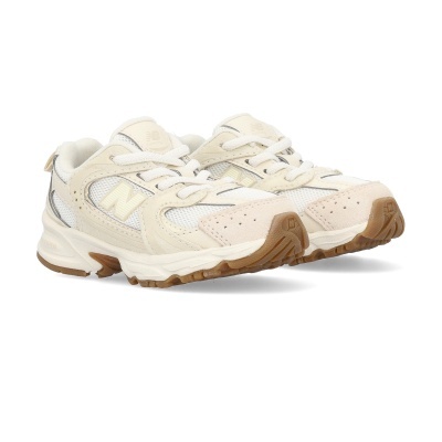 Sapatilhas desportivas New Balance bege e branco com sola castanha