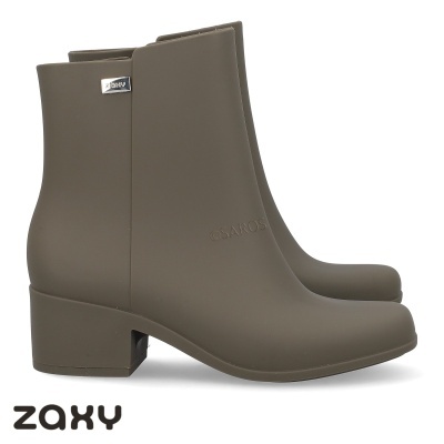 Botas femininas castanho-acinzentadas da marca Zaxy com salto médio