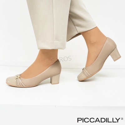 Sapatos de salto médio bege claro femininos com nó decorativo no topo