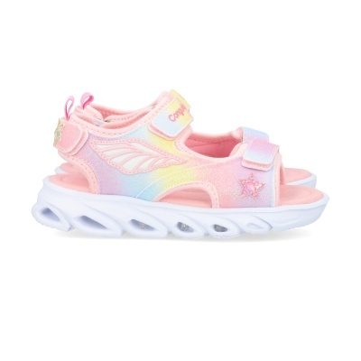 Sandálias infantis rosa com velcro e sola branca