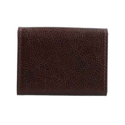 Carteira compacta castanha em pele com textura granada