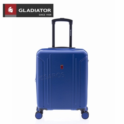 Mala de viagem azul rígida com rodas e pega extensível