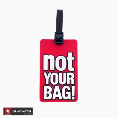 Etiqueta vermelha para bagagem com texto not YOUR BAG!