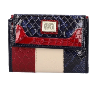 Carteira em pele com padrão de réptil e placa metálica Cavalinho