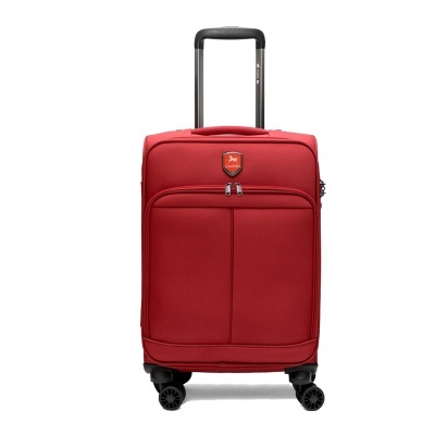 Mala de viagem vermelha com rodas e pega extensível