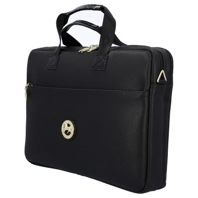 Mala preta para portátil com alças e fecho zip
