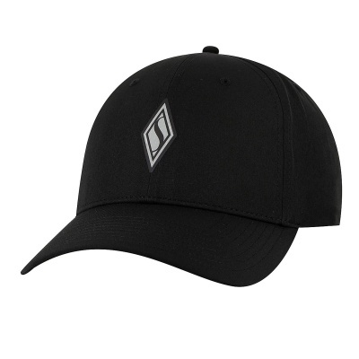 Boné preto com logo cinzento em losango