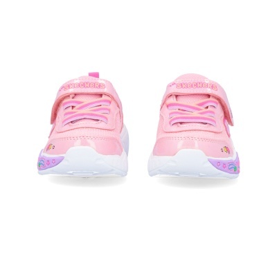 Ténis infantis cor-de-rosa SKECHERS com velcro e detalhes coloridos