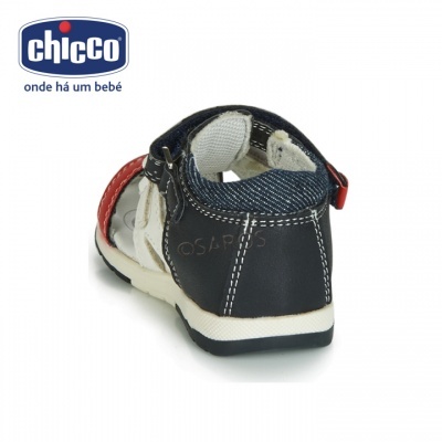 Sandália infantil Chicco preta, vermelho, branco e azul