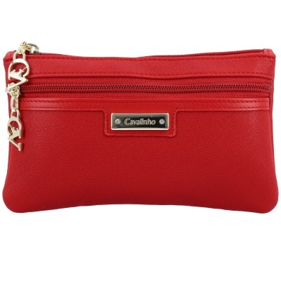 Carteira vermelha Cavalinho com fecho e logotipo dourado