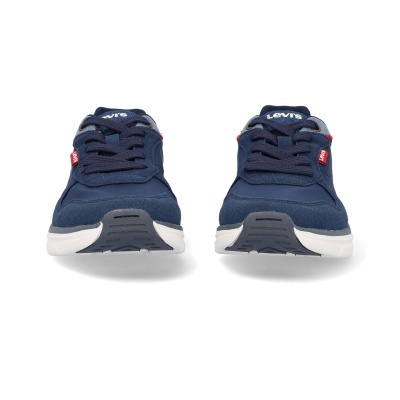 Par de ténis azuis da Levis com sola branca e detalhes vermelhos