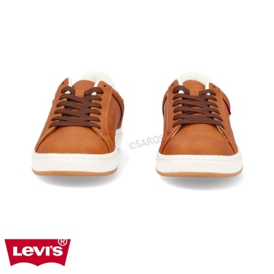 Sapatilhas Levi's castanhas com sola branca e atacadores castanhos