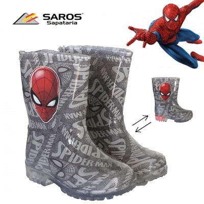 Botas de chuva cinzentas de criança com padrão Homem-Aranha