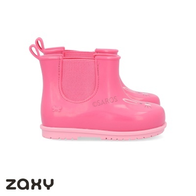 Botas de chuva infantis rosa Zaxy com elásticos laterais e padrão floral no bico