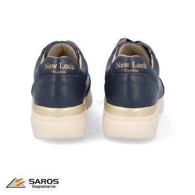 Par de sapatilhas New Look London azul escuro com sola branca e detalhes dourados