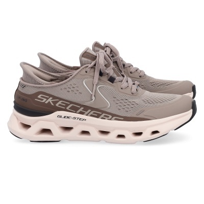 Sapatos desportivos Skechers cinza com sola branca e cordões