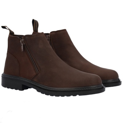 Botas castanhas de pele com fechos laterais