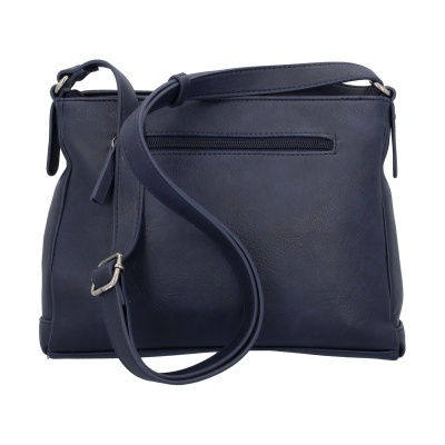 Mala de ombro azul escura com fecho de correr e alça ajustável